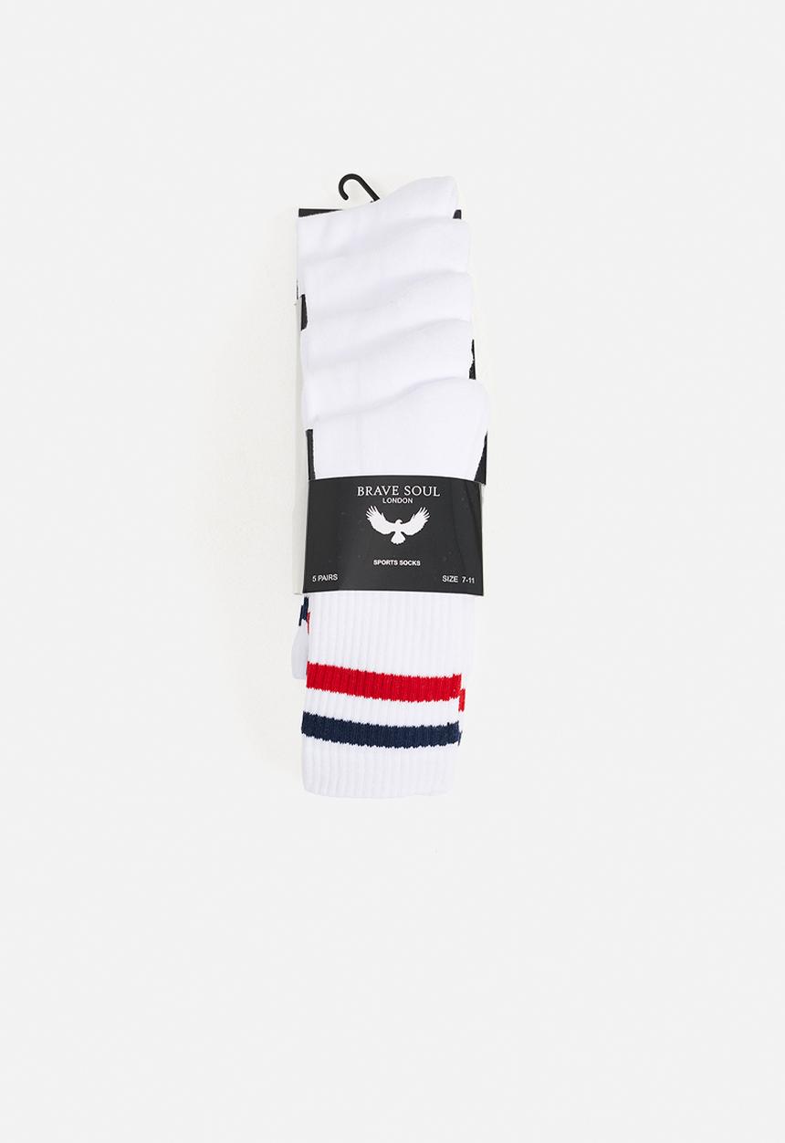 Brave Soul - 5 Pack Socks - White