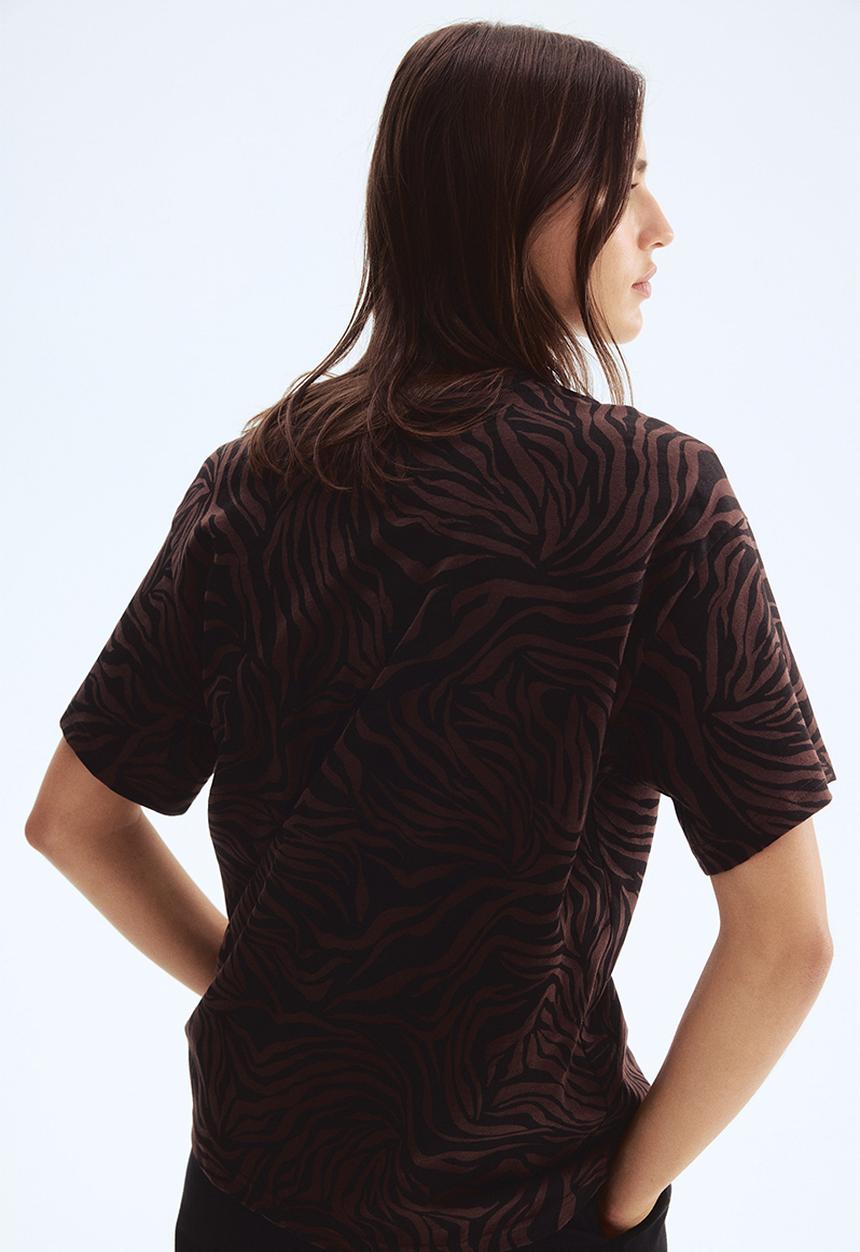 H&M - Oversized T-shirt - dark brown/black patterned