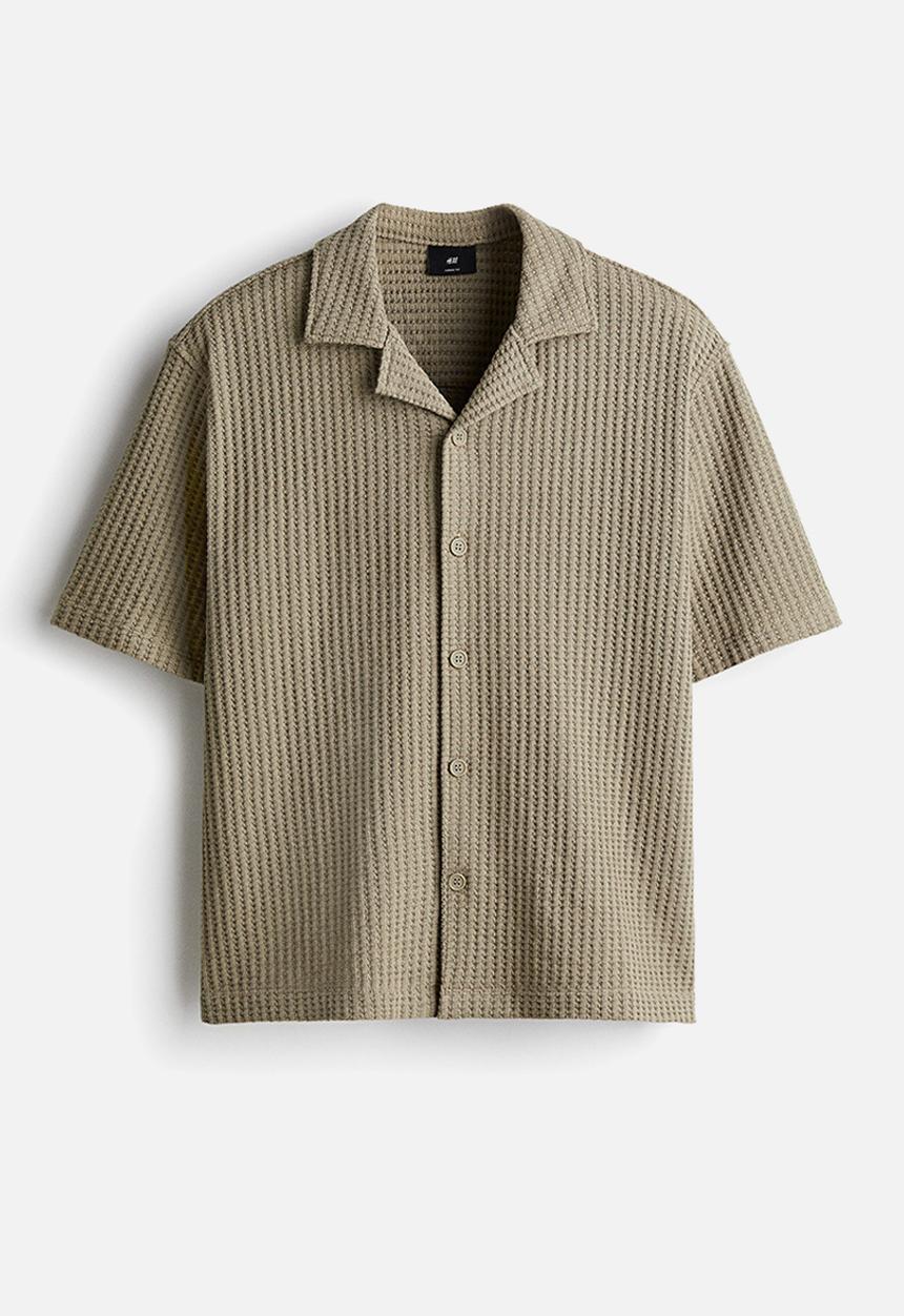 H&M - Loose fit waffled resort shirt -  khaki green