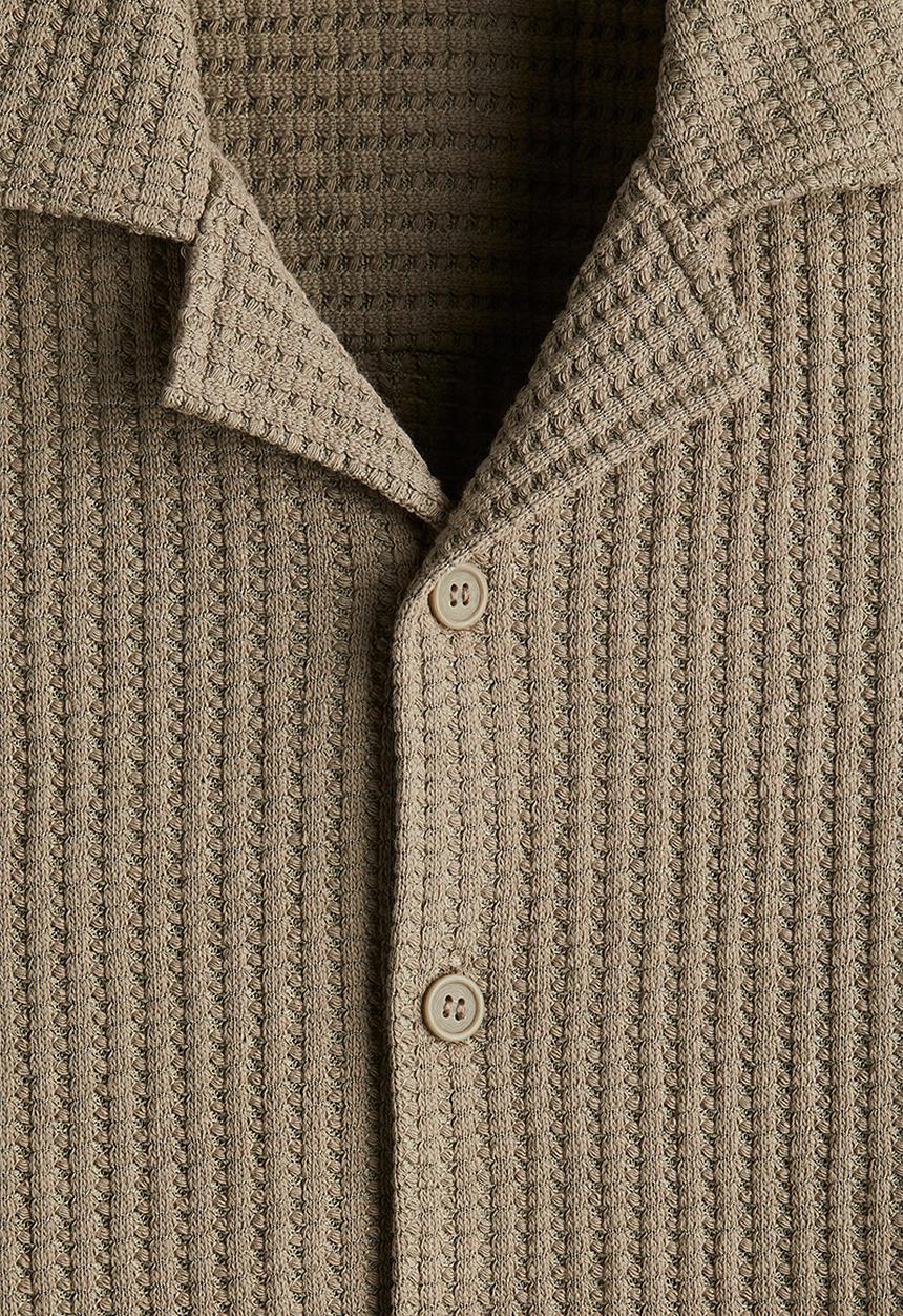 H&M - Loose fit waffled resort shirt -  khaki green