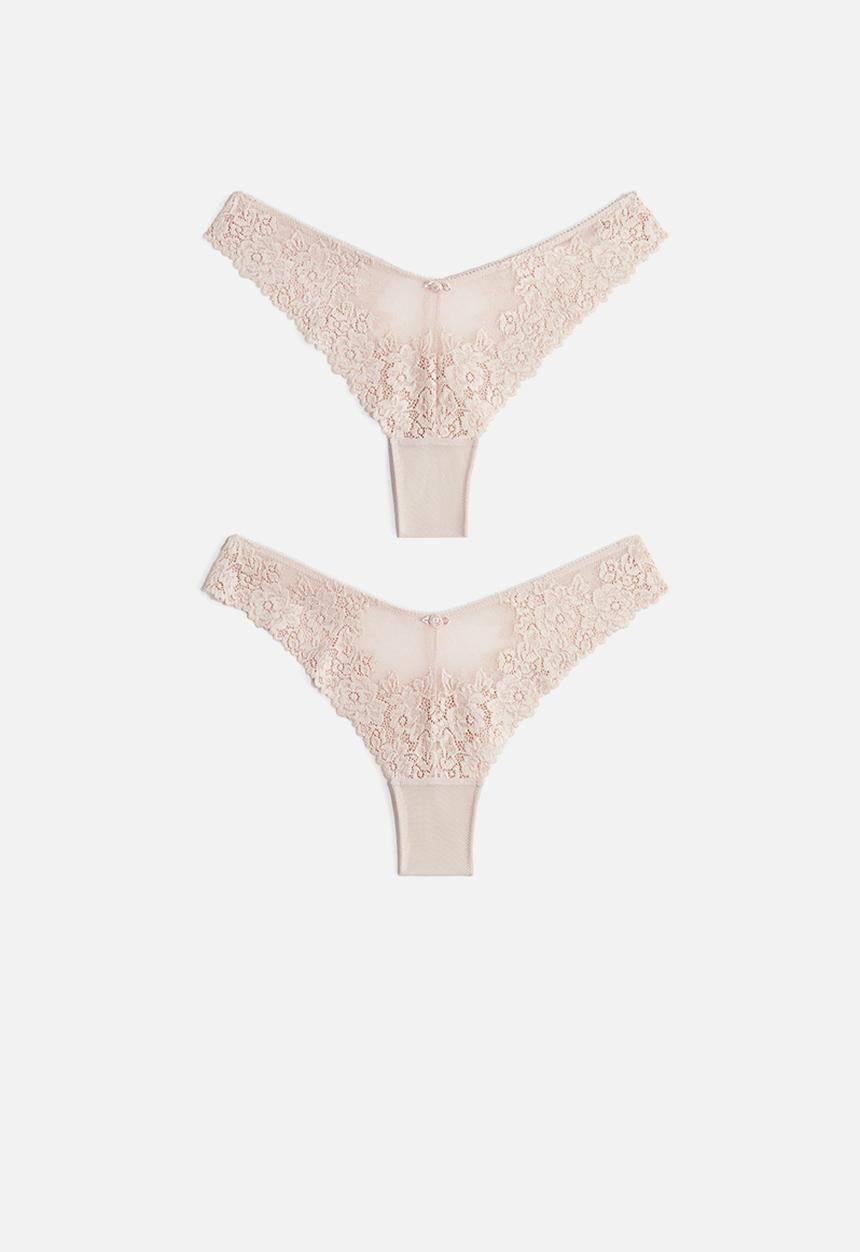H&M - 2-Pack lace brazilian briefs - light pink