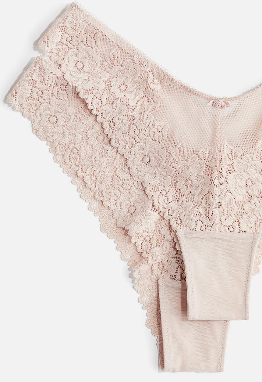 H&M - 2-Pack lace brazilian briefs - light pink