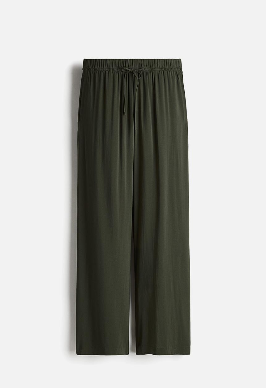 H&M - Wide pull-on trousers - dark green