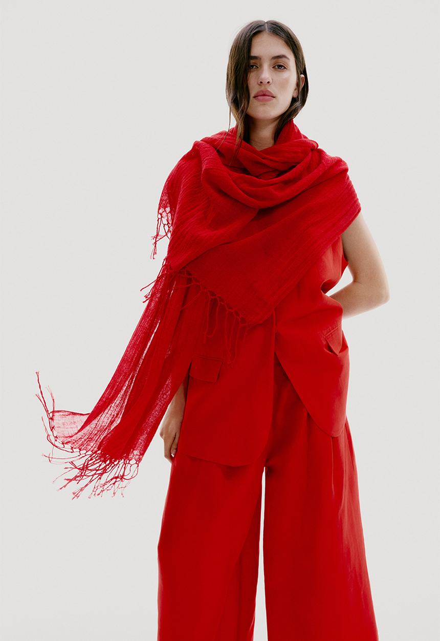 H&M - Linen-blend shawl - red