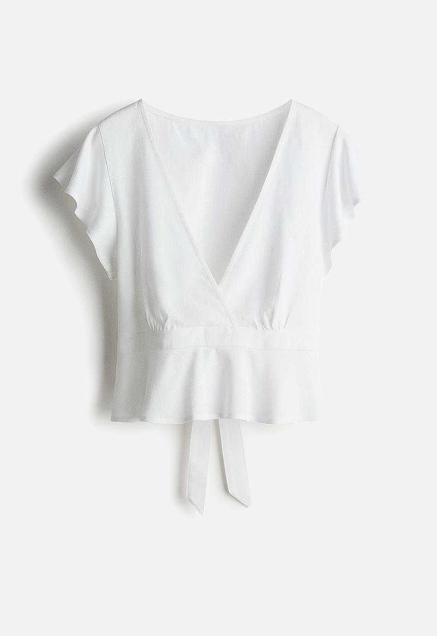 H&M - Linen-blend blouse - white