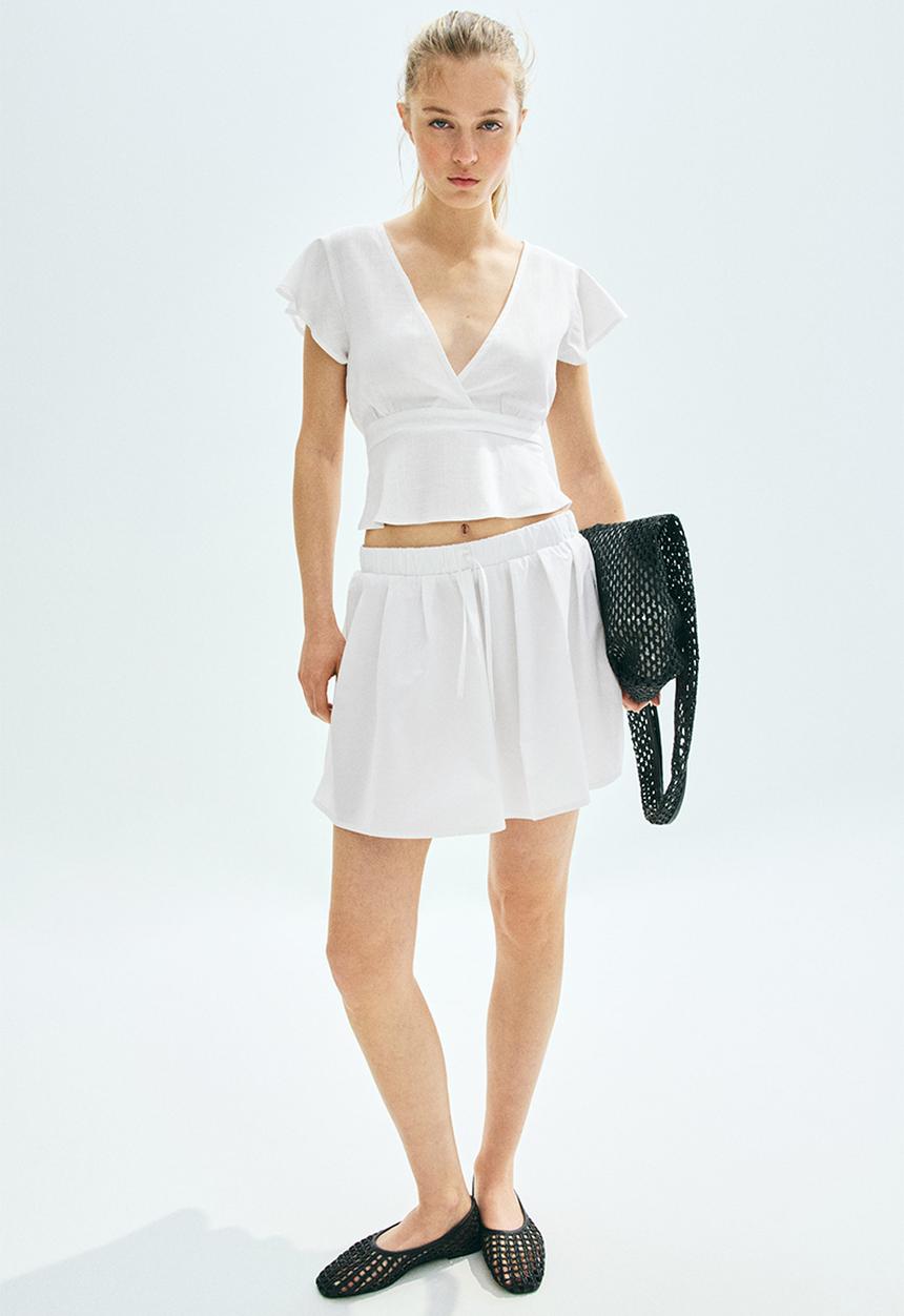 H&M - Linen-blend blouse - white