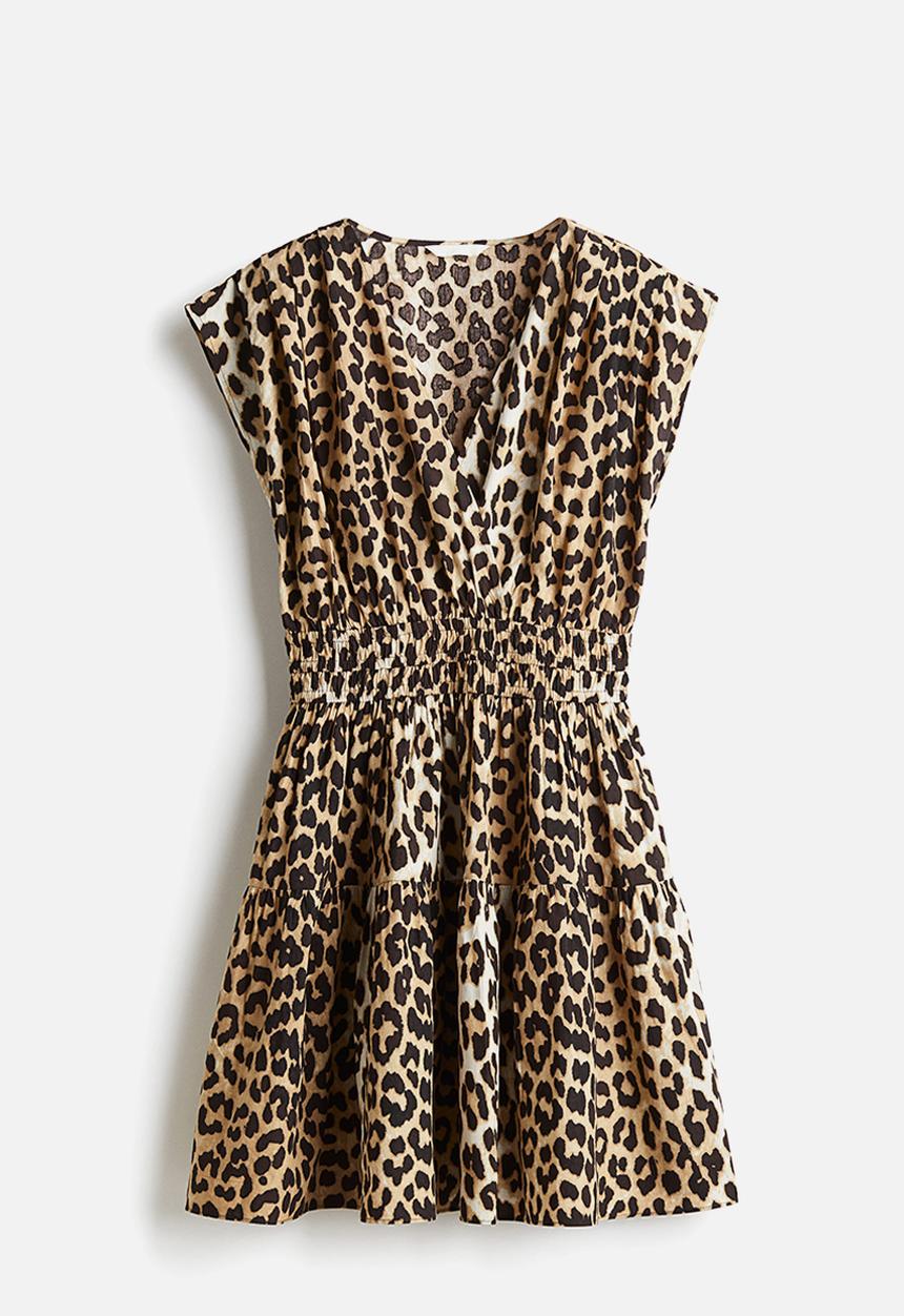 H&M - Cotton dress - light beige leopard print