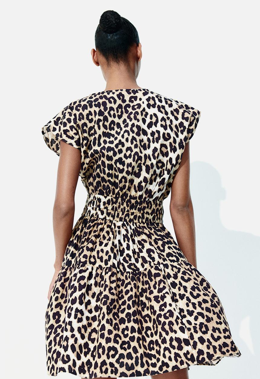 H&M - Cotton dress - light beige leopard print