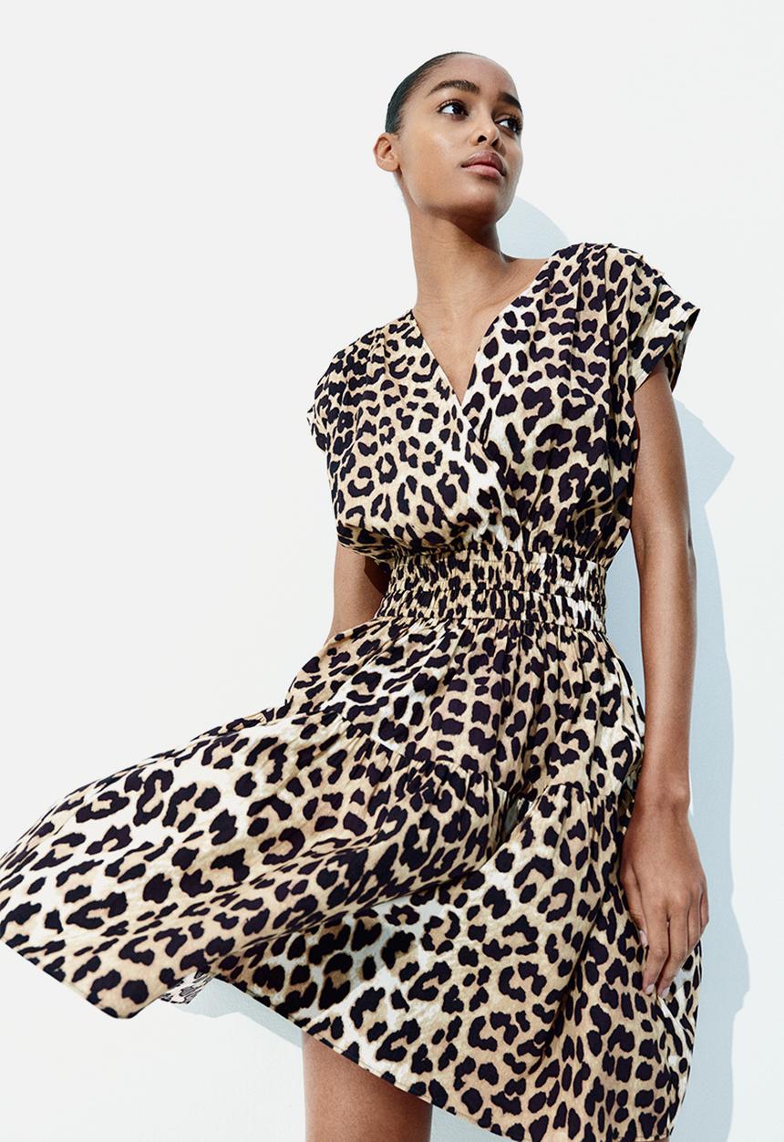 H&M - Cotton dress - light beige leopard print