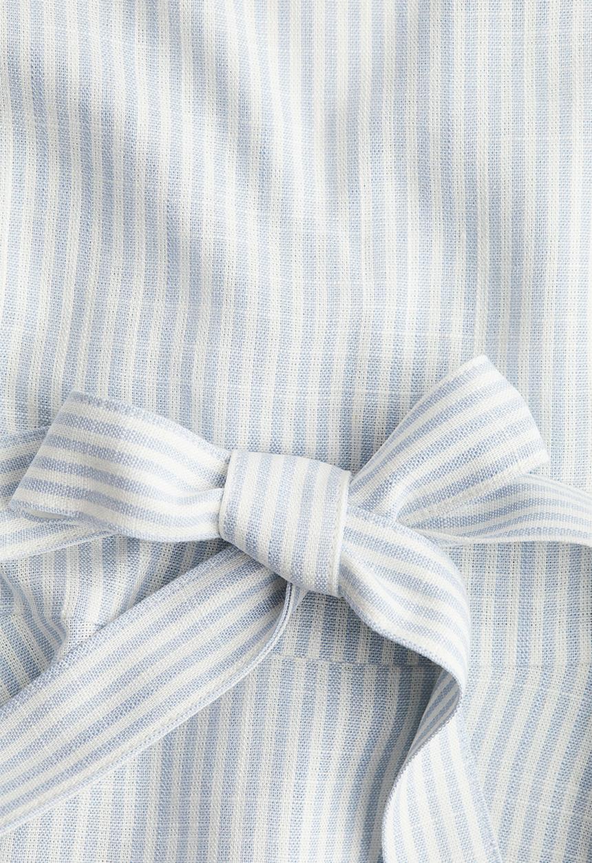 H&M - Linen-blend blouse - light blue/striped