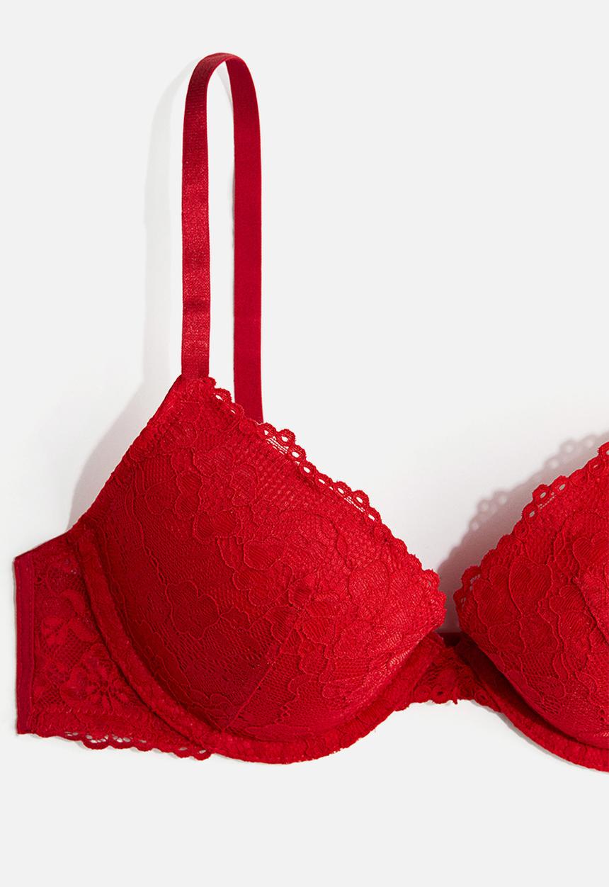H&M - Lace push-up bra - red