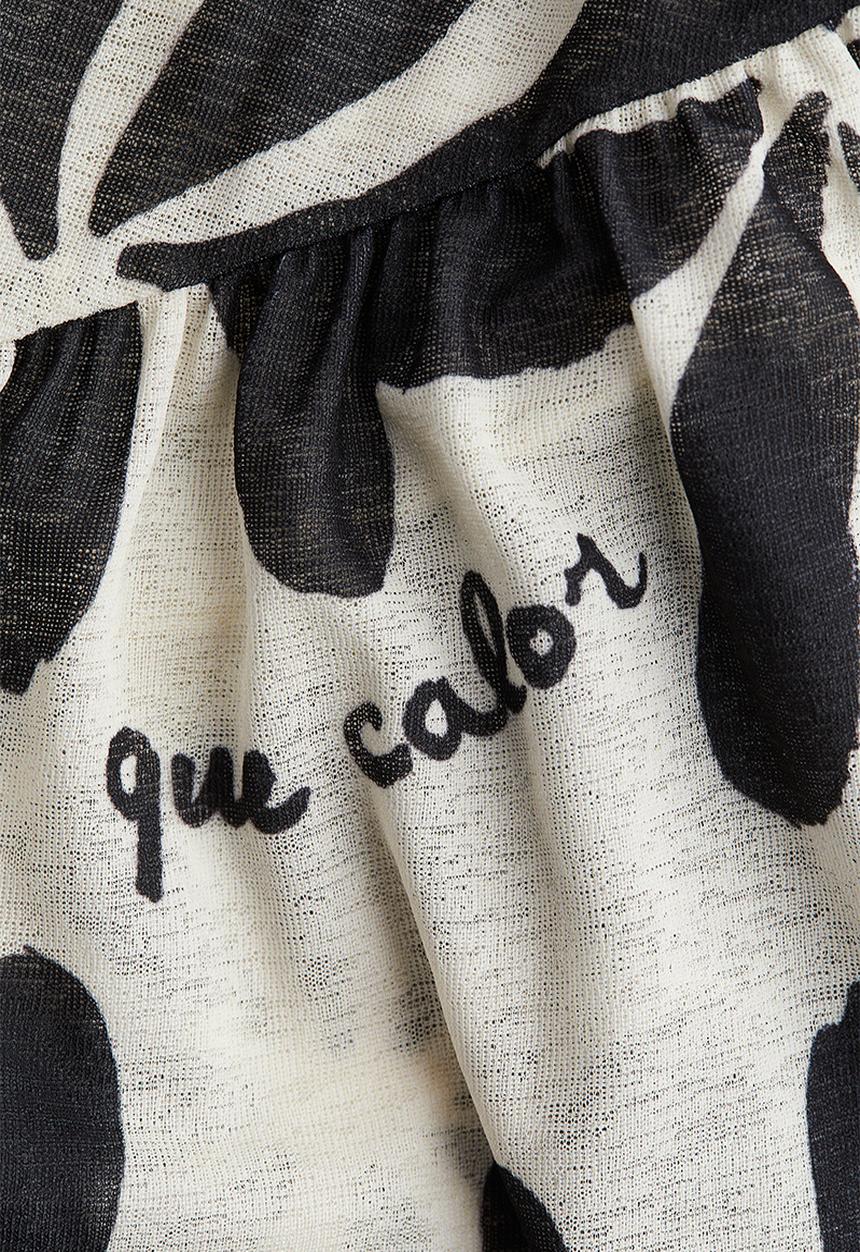H&M - Sheer-knit skirt - white & black floral 
