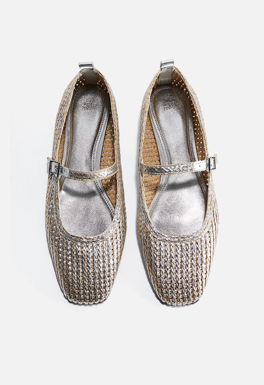 H&M - Straw mary janes - beige & silver coloured 