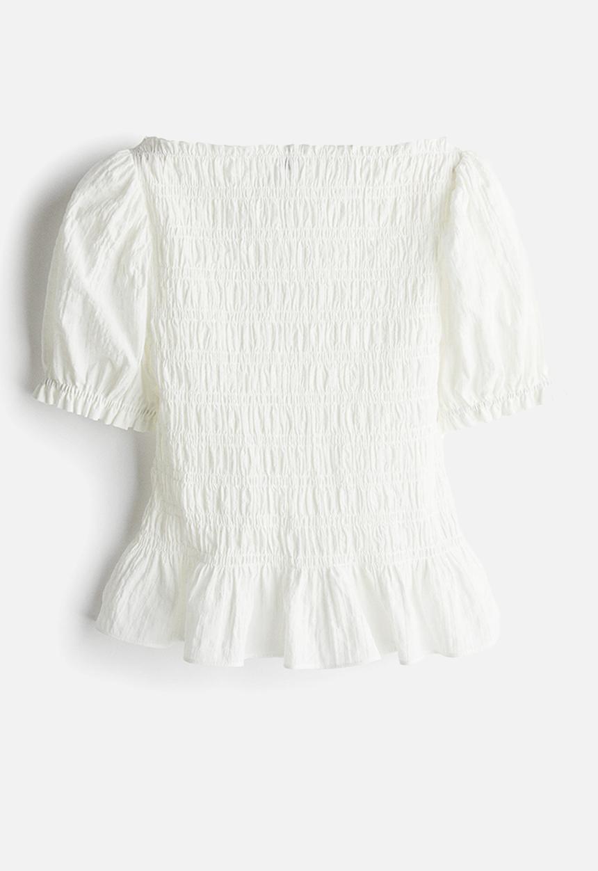 H&M - Smocked blouse - white