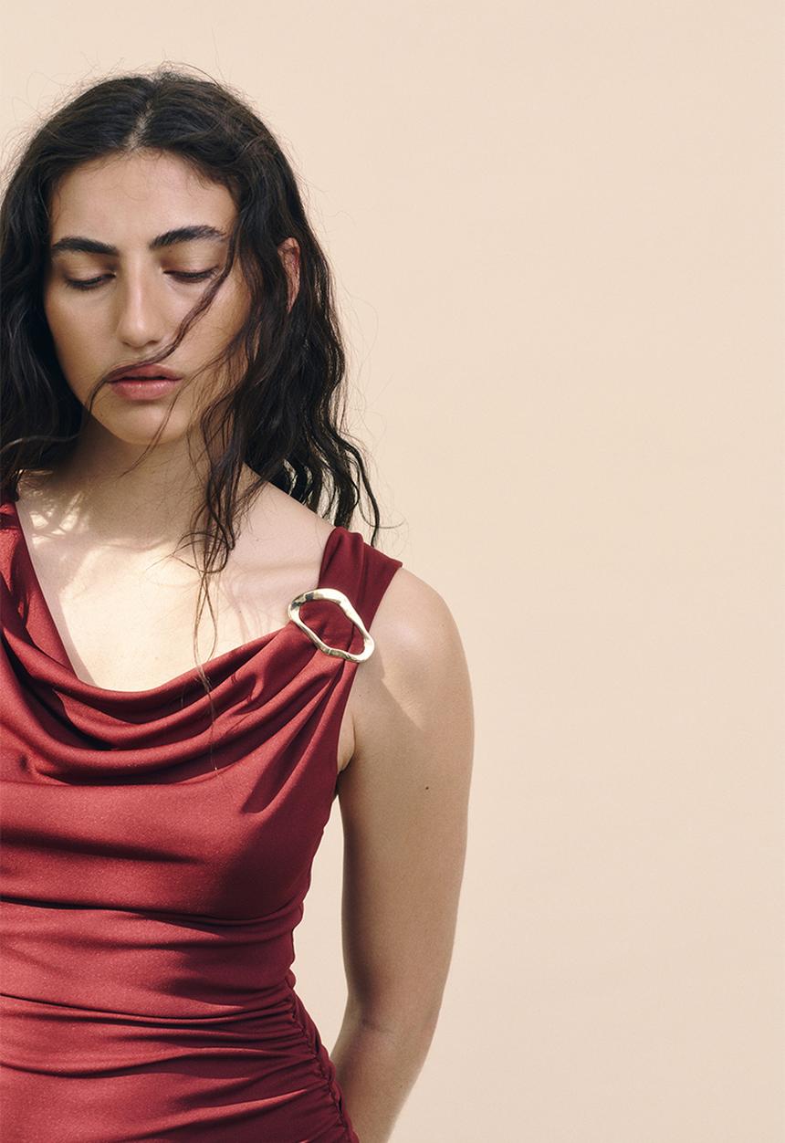 H&M - Draped dress - burgundy