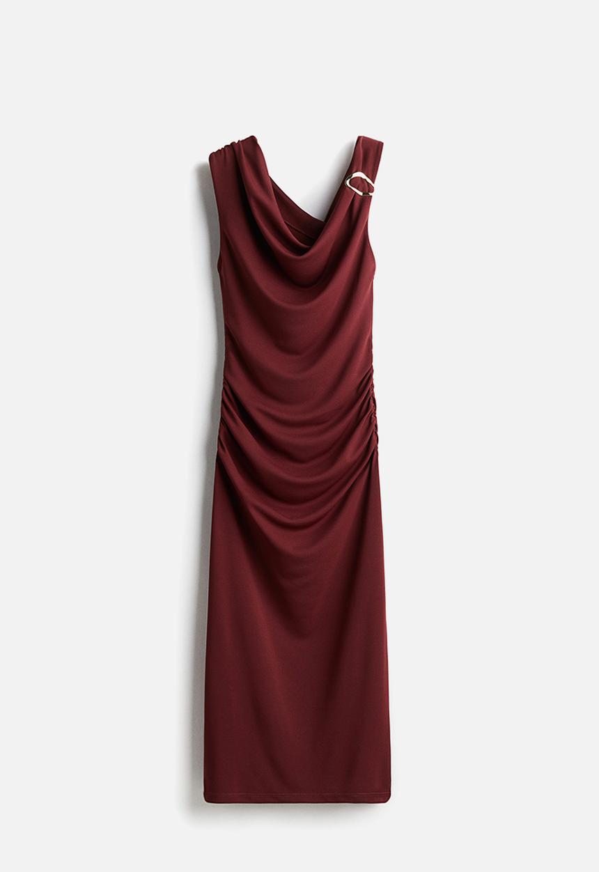 H&M - Draped dress - burgundy