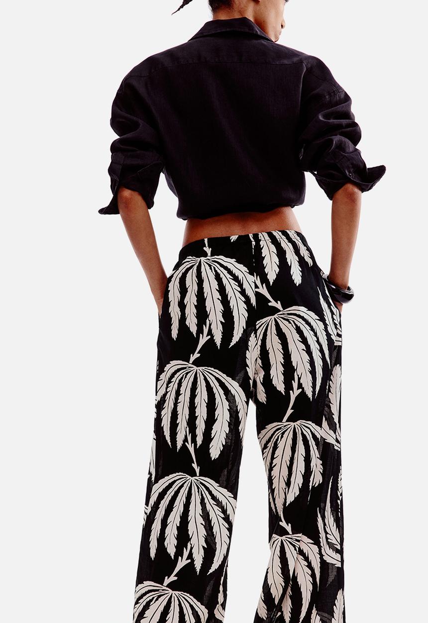 H&M - Cotton drawstring trousers - black/palm trees