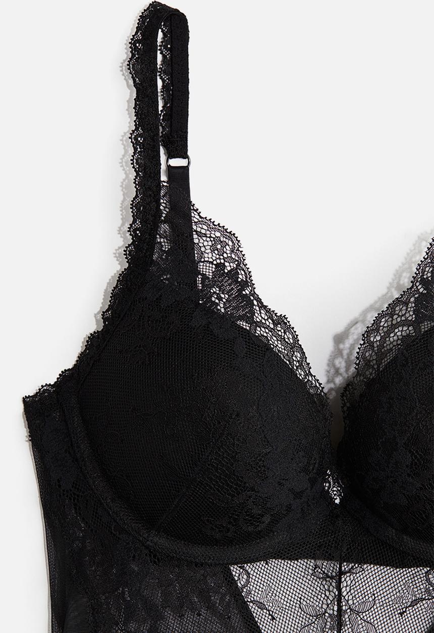 H&M - Super push-up thong body - black