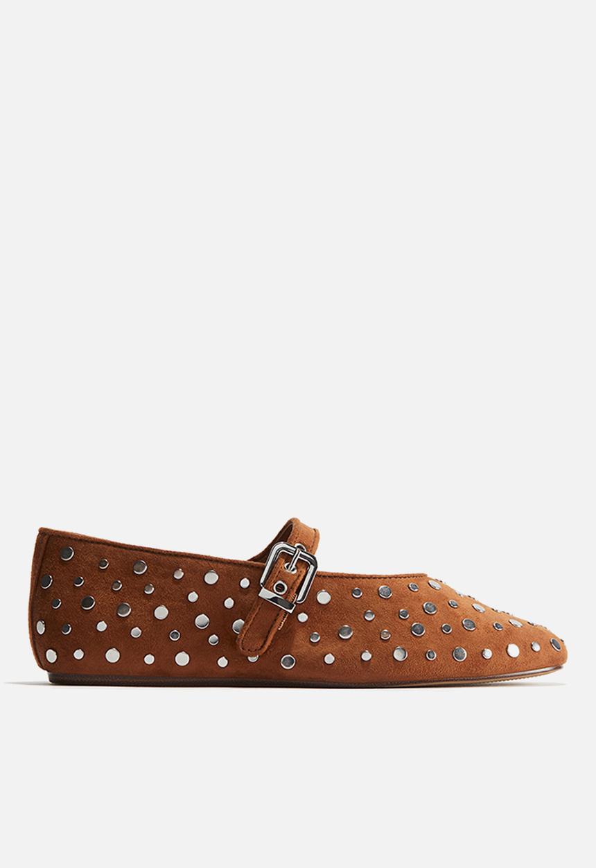 H&M - Studded mary jane ballet pumps - brown