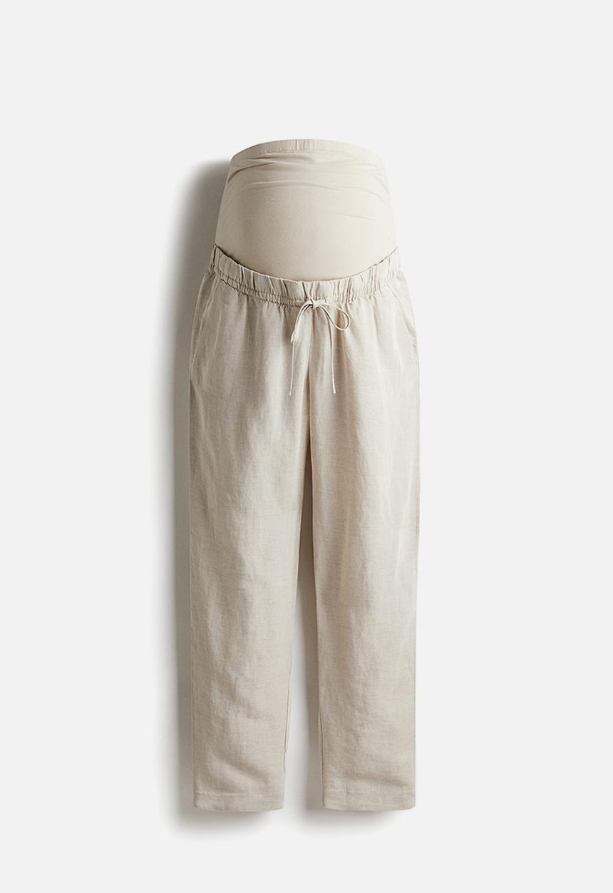 H&M - Mama linen-blend trousers -  light beige