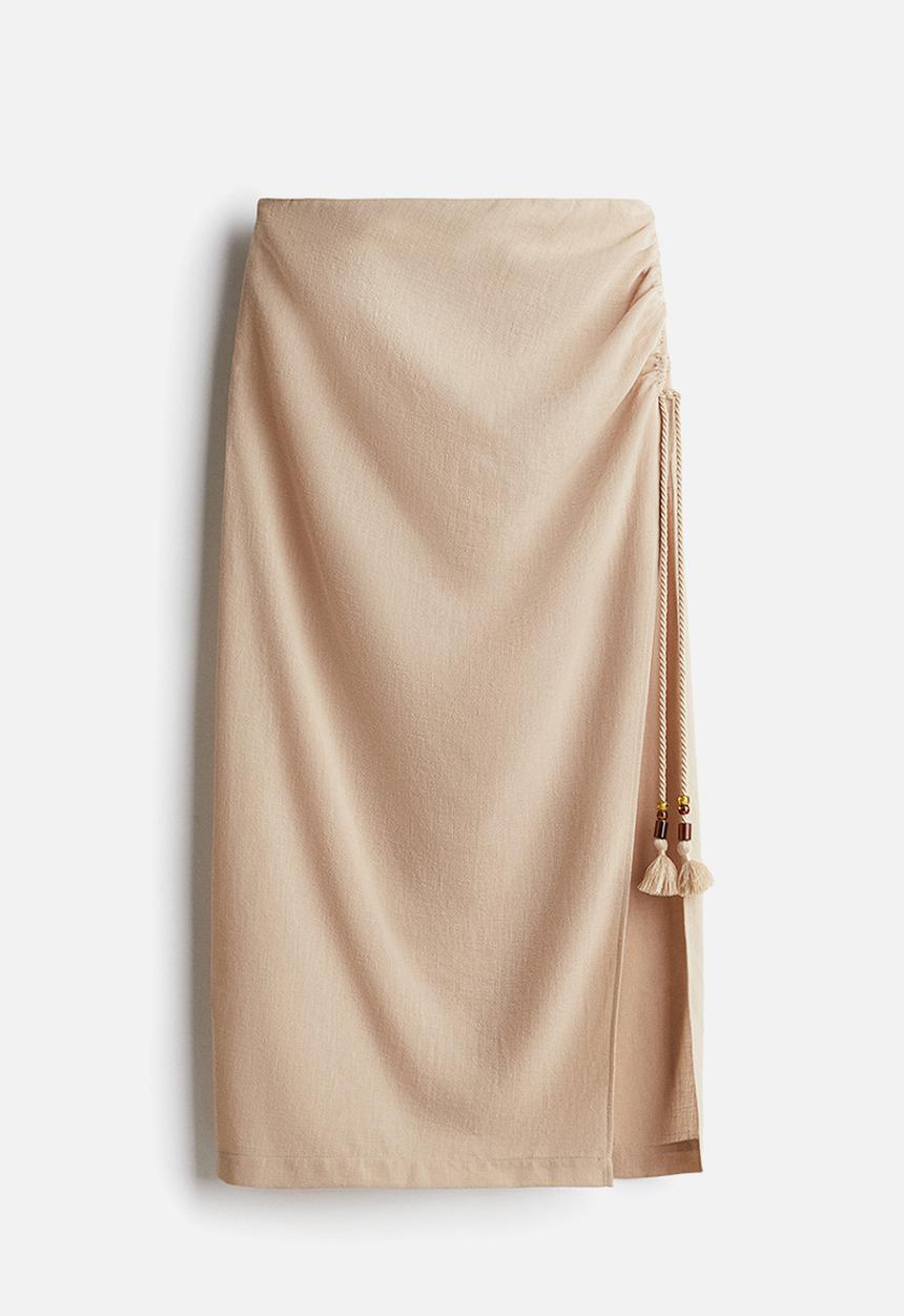 H&M - Drawstring-detail skirt - beige
