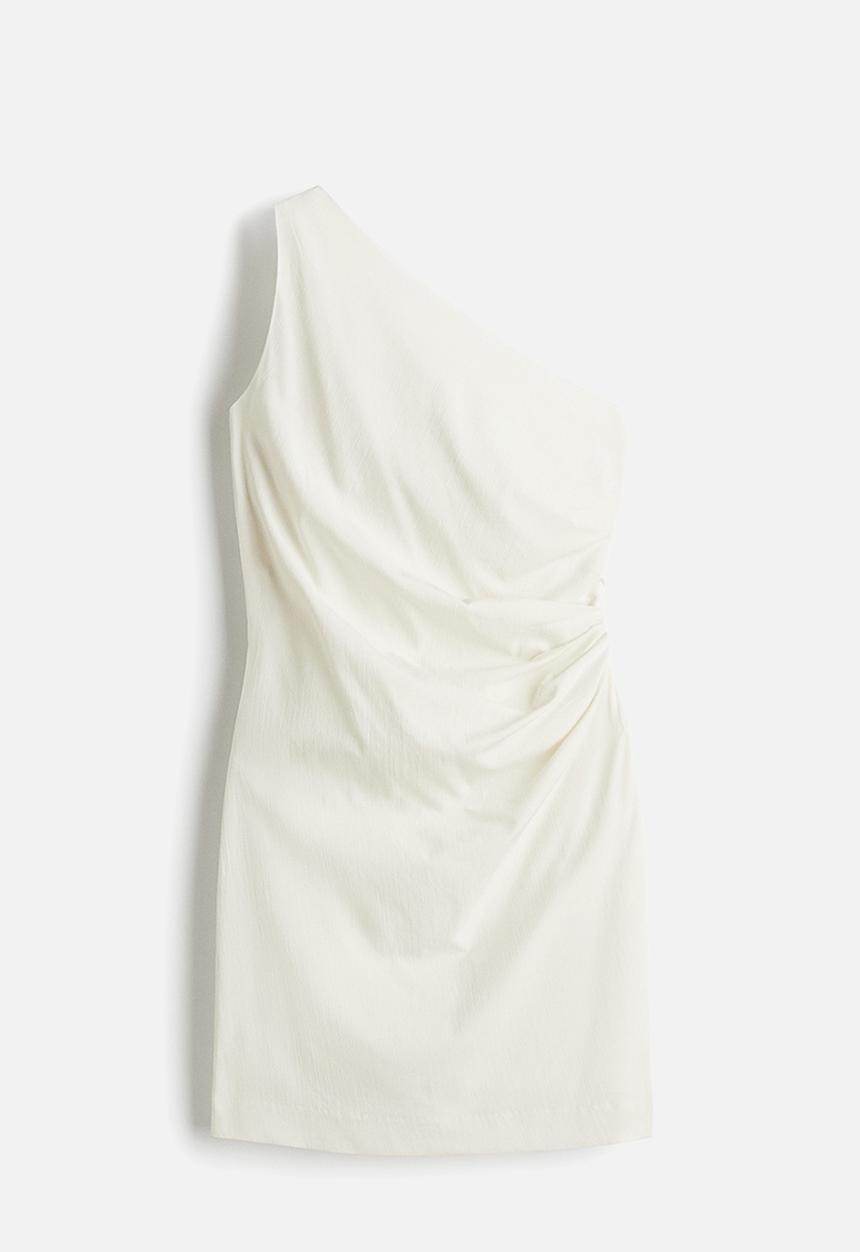 H&M - Draped one-shoulder dress - white