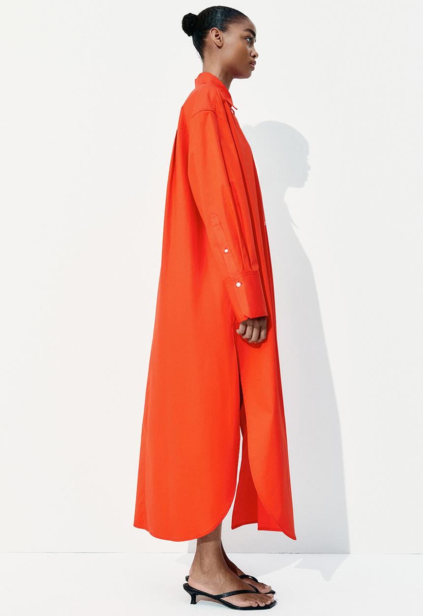 H&M - Oversized cotton shirt dress - bright red