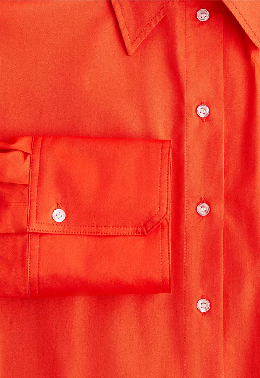 H&M - Oversized cotton shirt dress - bright red