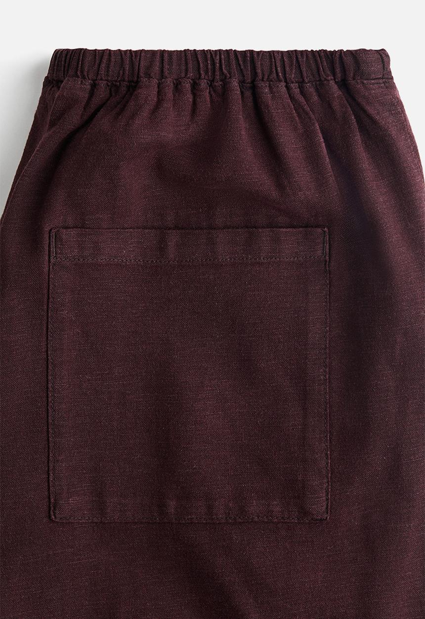 H&M - Linen-blend drawstring trousers - burgundy