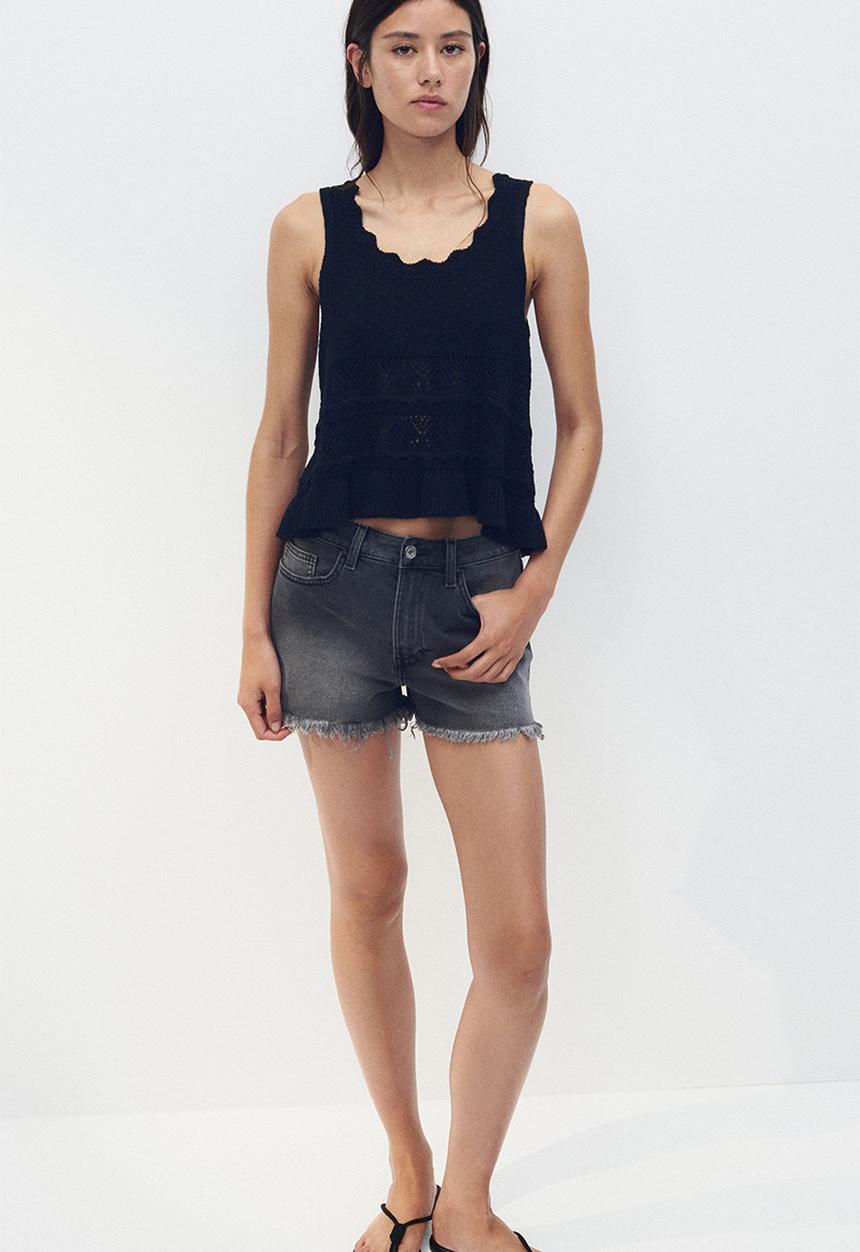 H&M - Crochet-look vest top - black