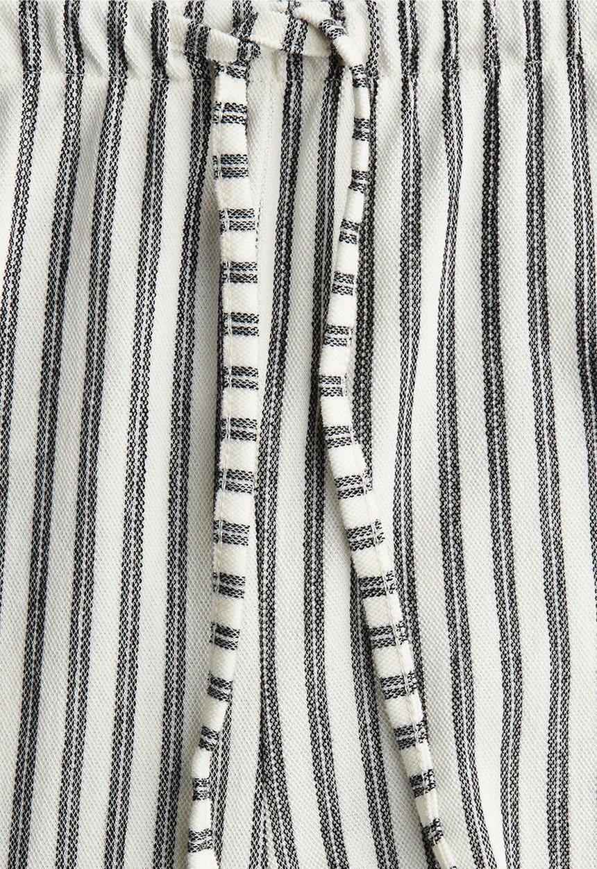 H&M - Straight drawstring trousers - white/grey striped