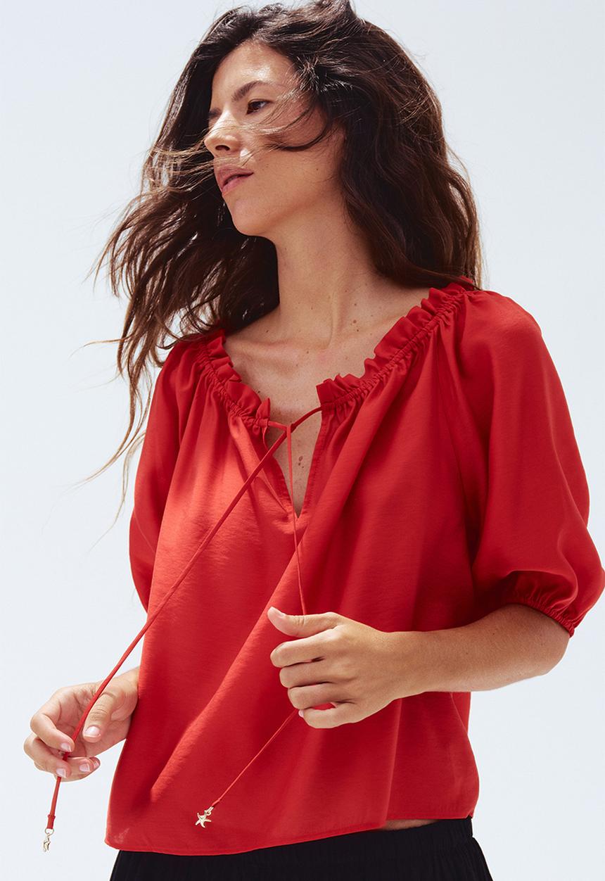 H&M - Frill-trimmed blouse - red