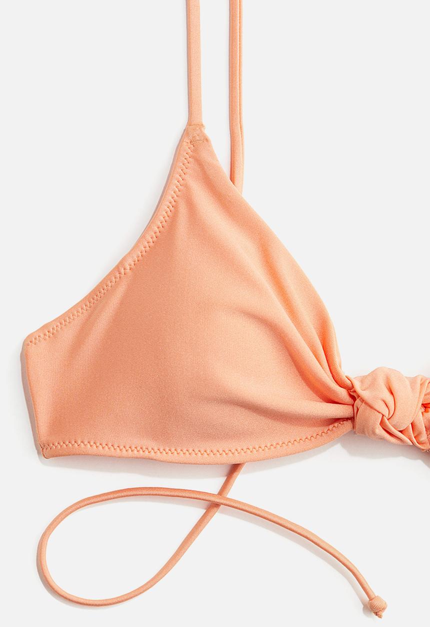 H&M - Knot-detail padded bikini top - apricot