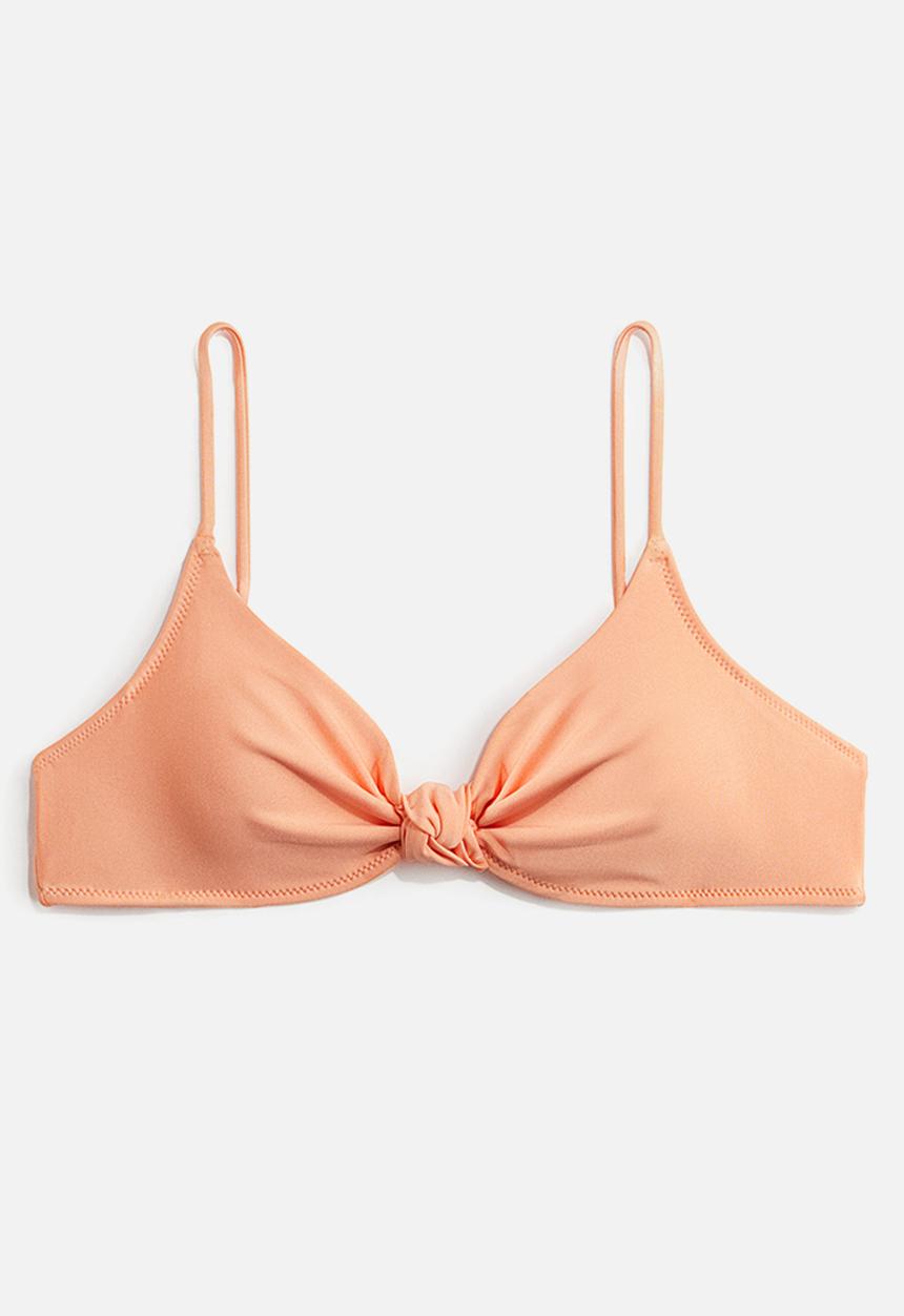 H&M - Knot-detail padded bikini top - apricot