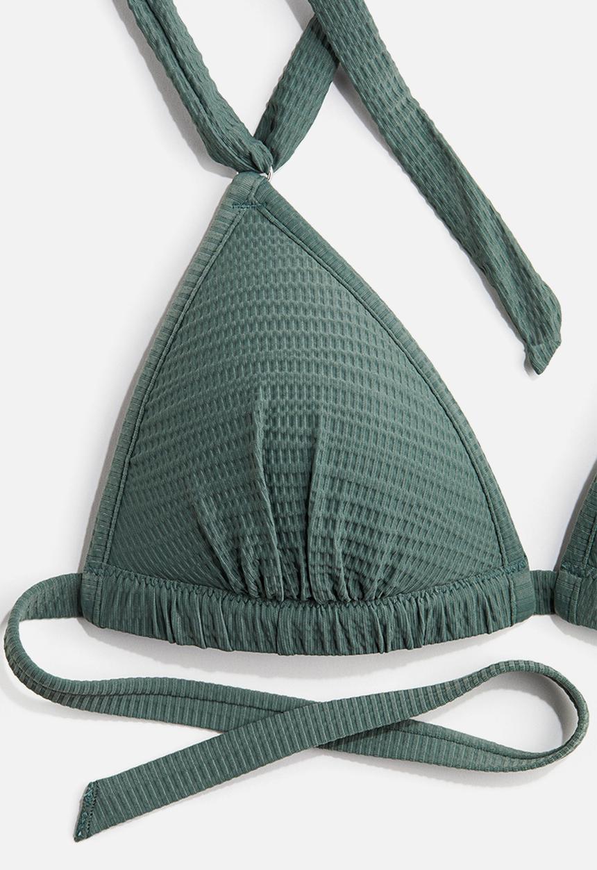 H&M - Push-up triangle bikini top - dusty green