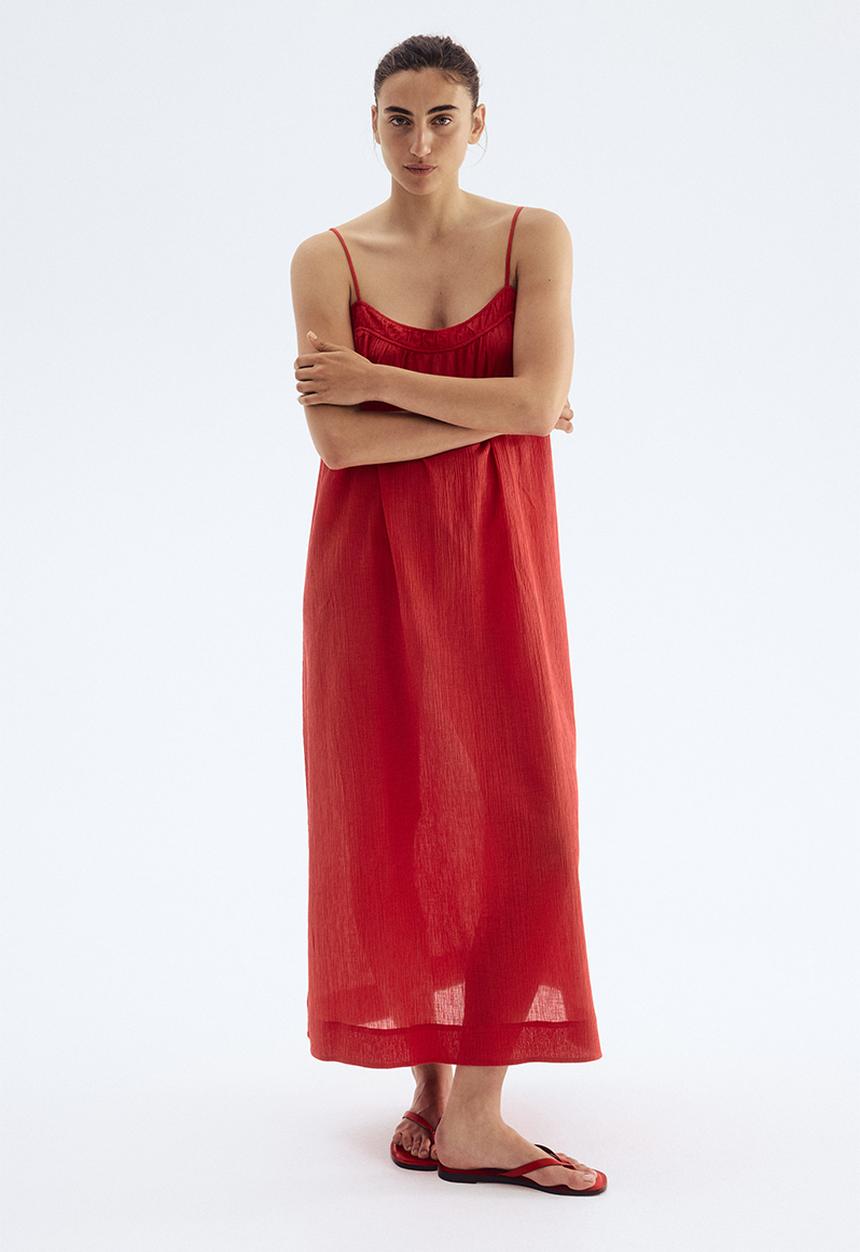 H&M - Crinkled strappy dress - red