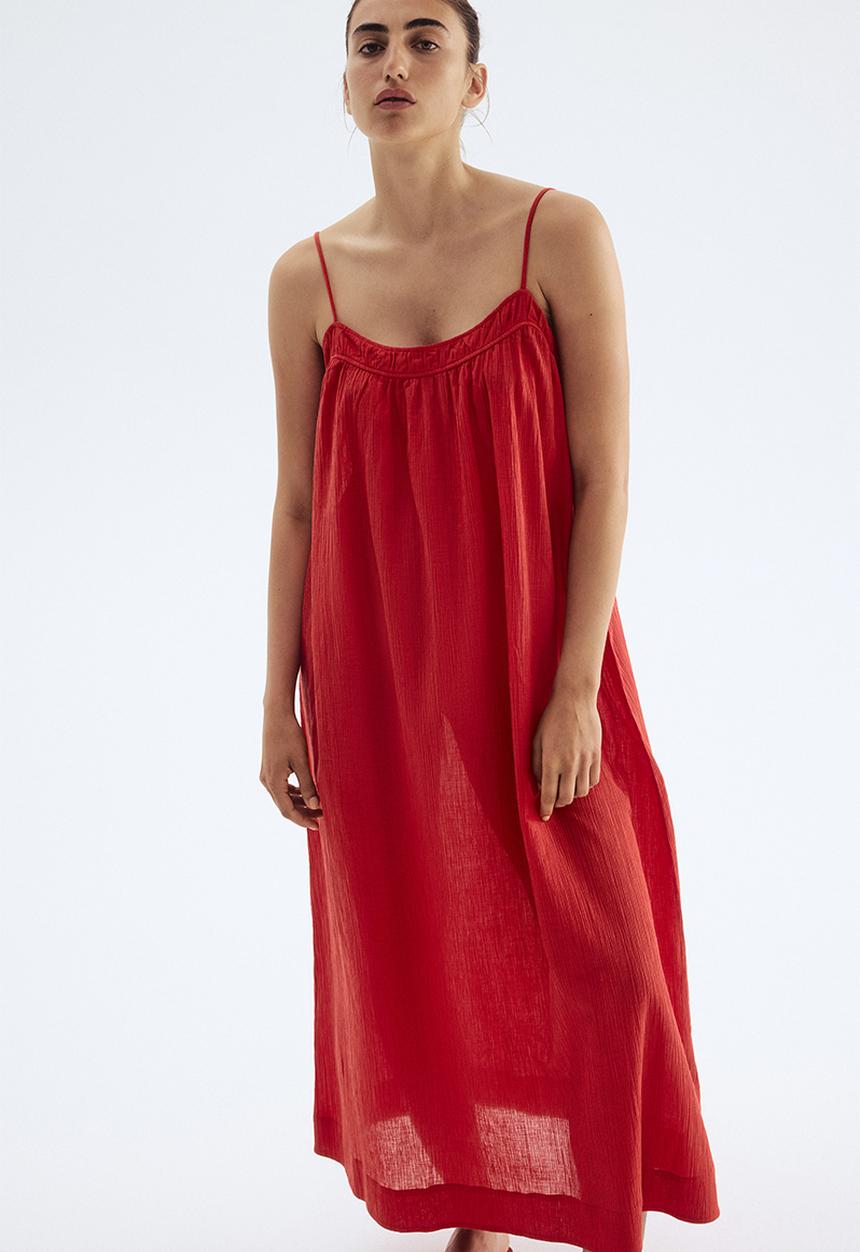 H&M - Crinkled strappy dress - red