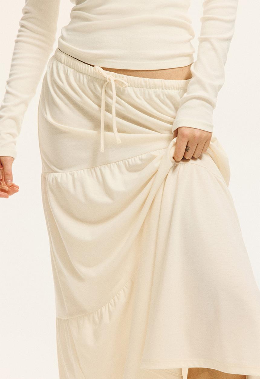 H&M - Tiered maxi skirt  - cream