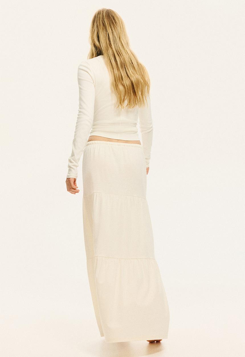 H&M - Tiered maxi skirt  - cream
