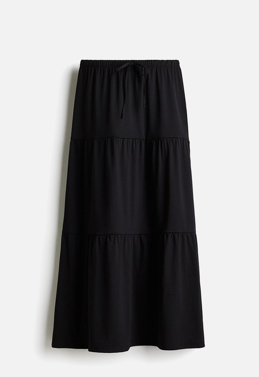H&M - Tiered maxi skirt - black
