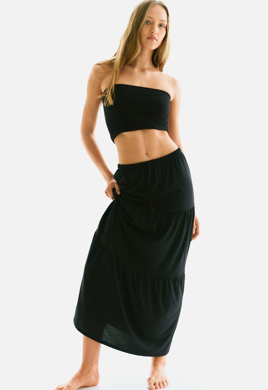 H&M - Tiered maxi skirt - black