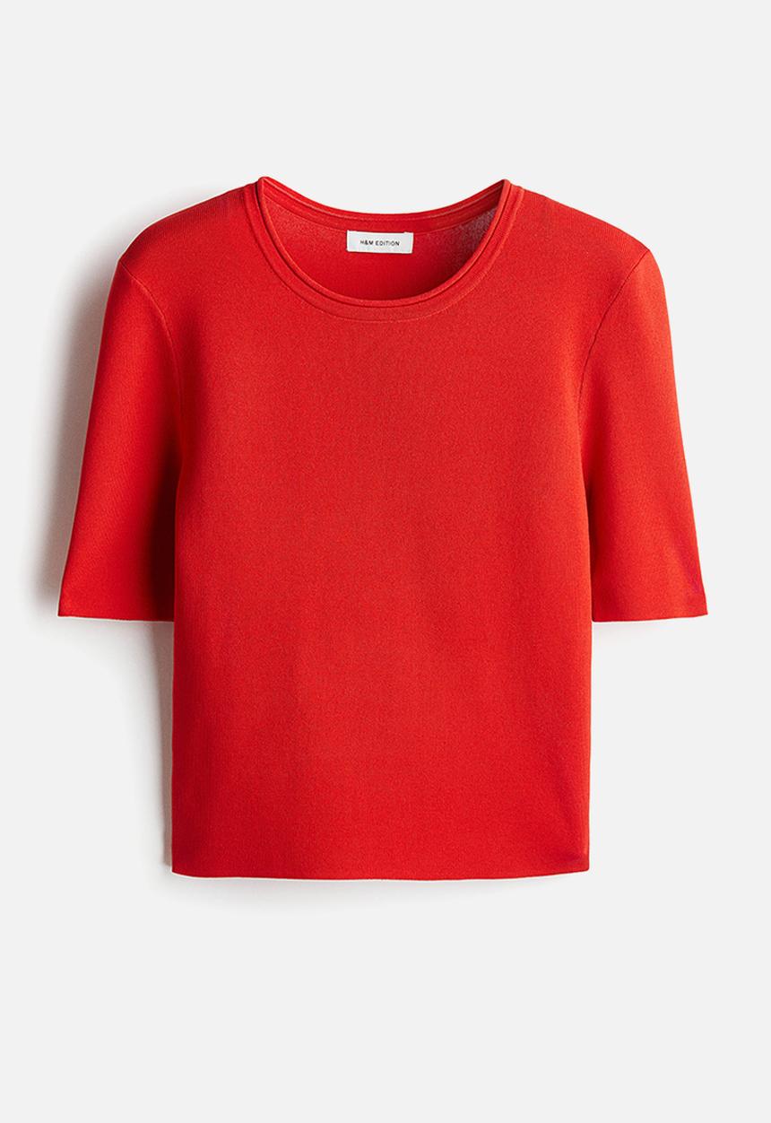 H&M - Fine-knit T-shirt - red