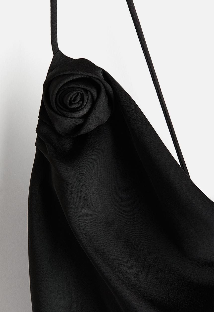 H&M - Tie-detail satin slip dress - black