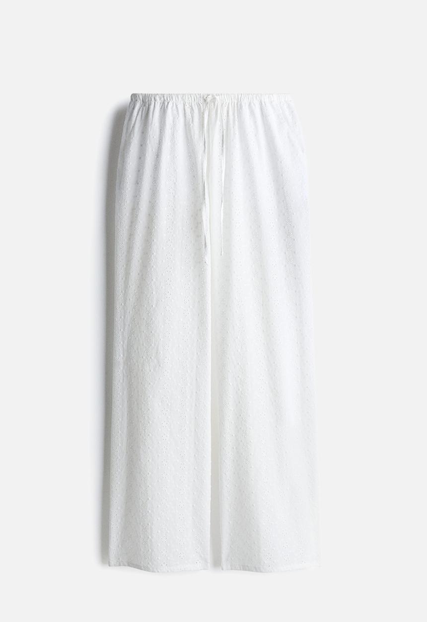 H&M - Straight drawstring trousers - white
