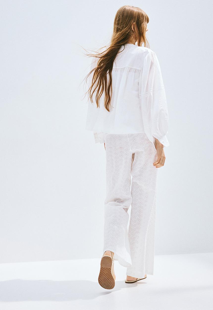 H&M - Straight drawstring trousers - white