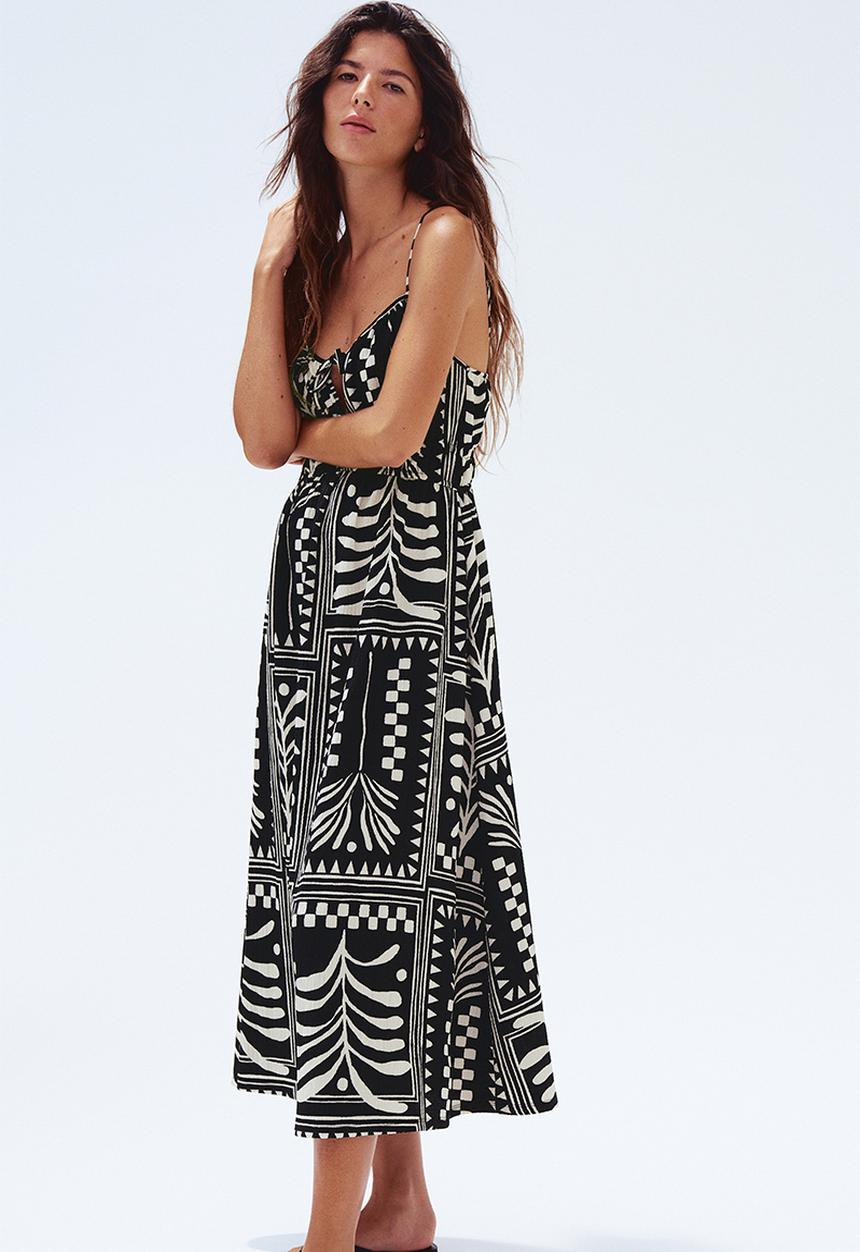 H&M - Crinkled jersey dress - black/patterned 