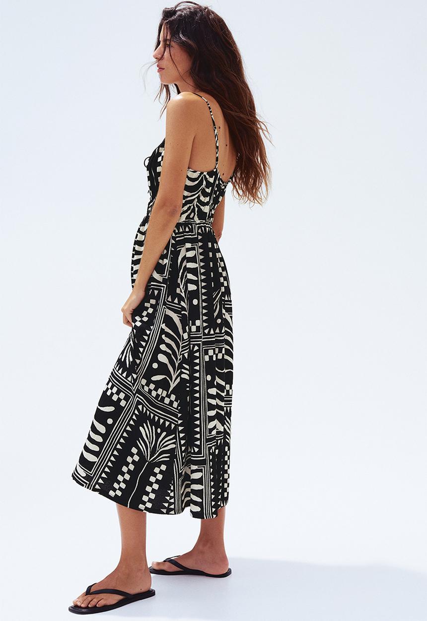H&M - Crinkled jersey dress - black/patterned 