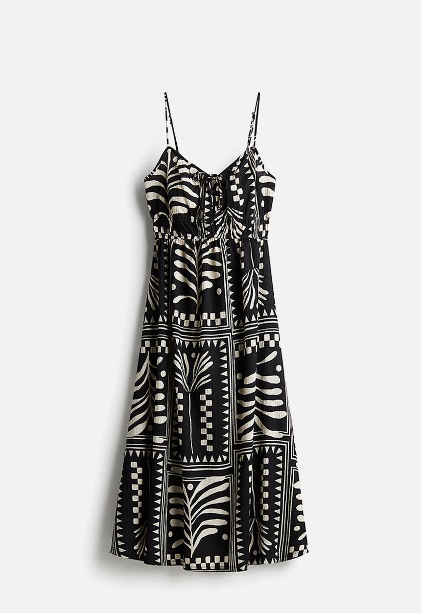 H&M - Crinkled jersey dress - black/patterned 