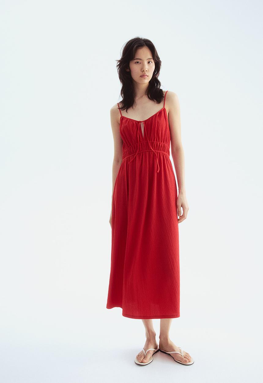 H&M - Crinkled jersey dress - red