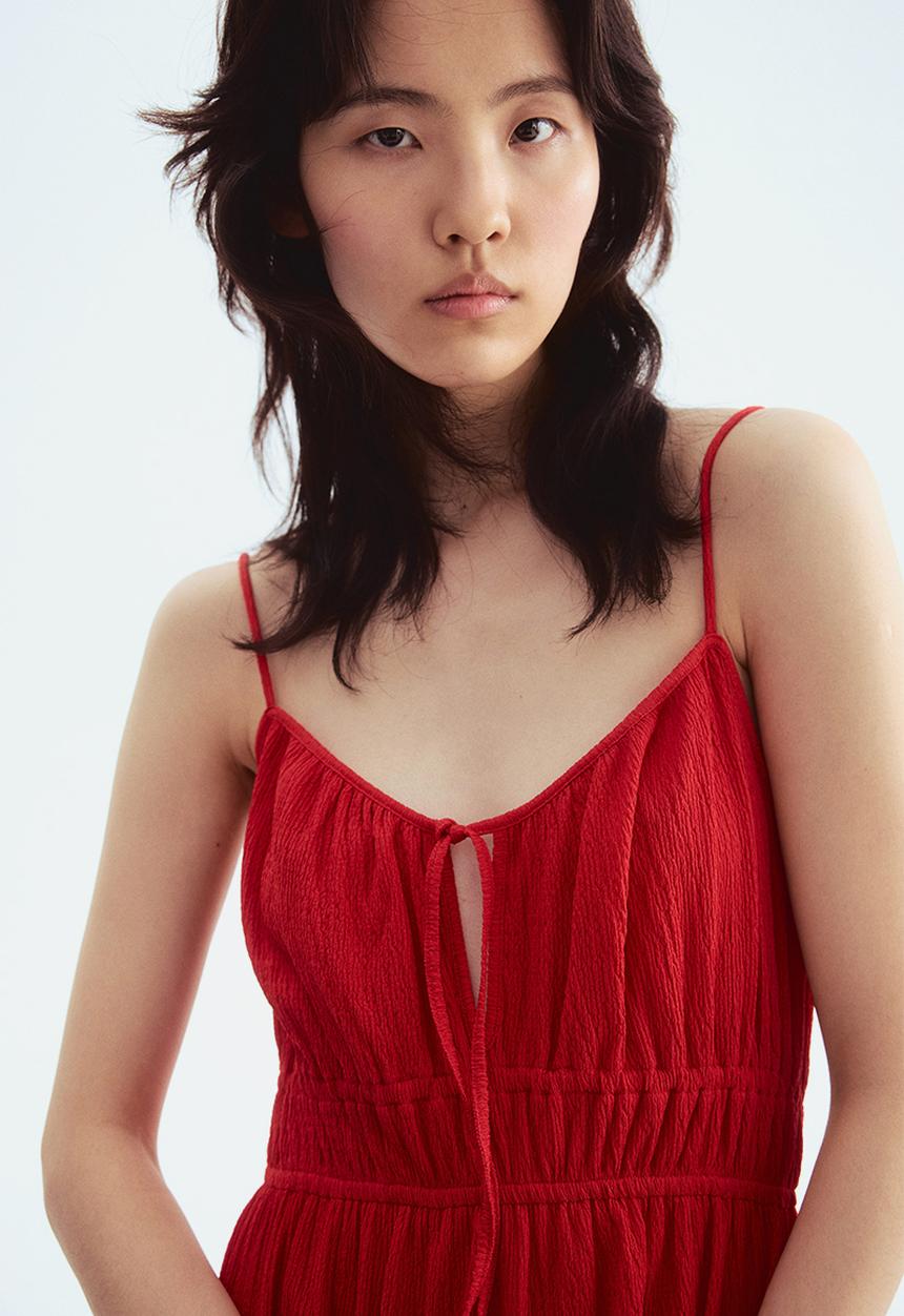 H&M - Crinkled jersey dress - red